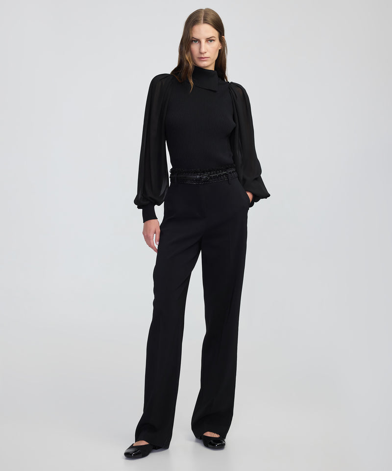 Ipekyol Mixed Media Knit Top Black