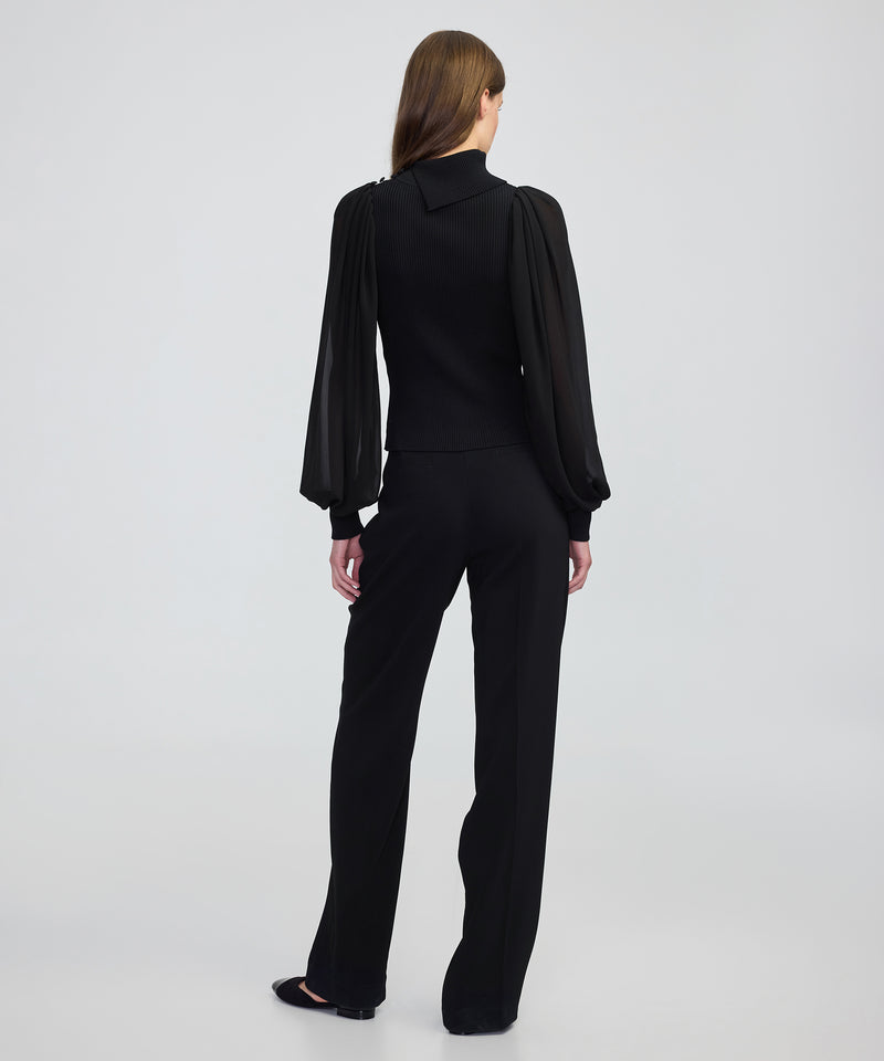 Ipekyol Mixed Media Knit Top Black