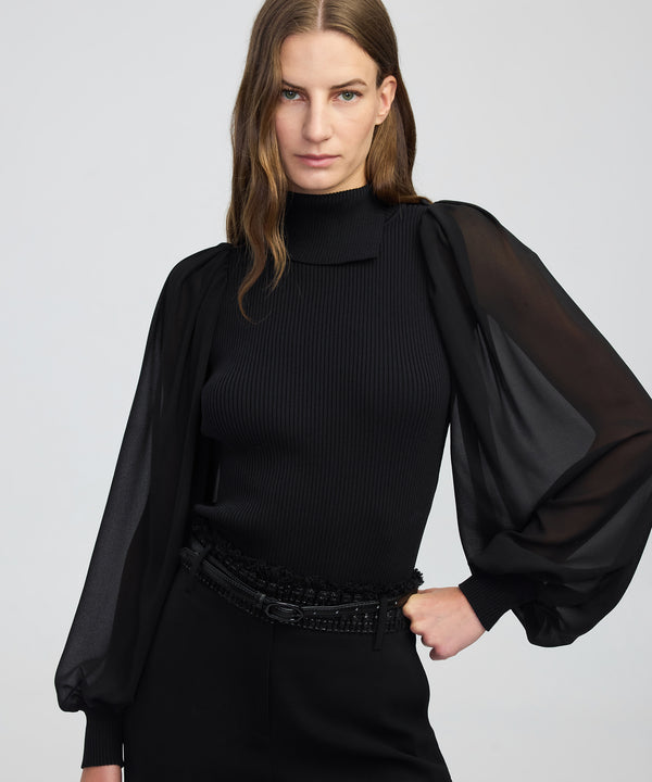 Ipekyol Mixed Media Knit Top Black