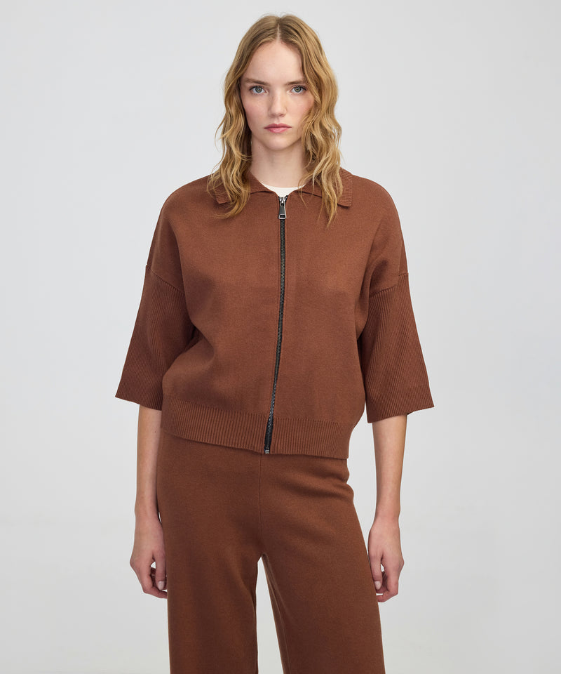 Ipekyol Zippered, Comfortable Cut Knitwear Caramel