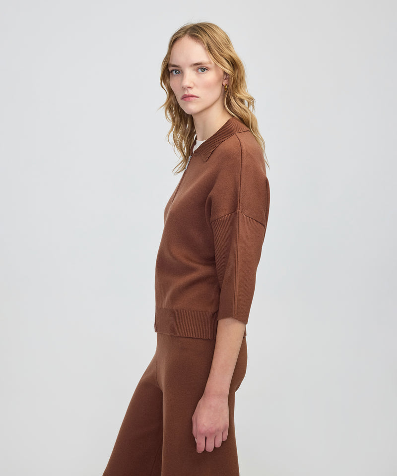 Ipekyol Zippered, Comfortable Cut Knitwear Caramel