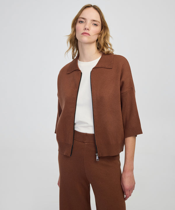 Ipekyol Zippered, Comfortable Cut Knitwear Caramel