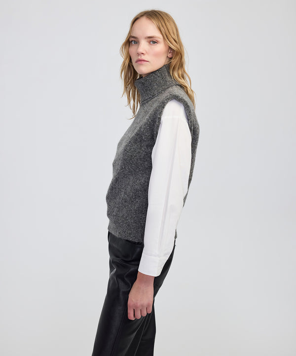 Ipekyol Knit Vest With Shoulder Pads Grey Melange
