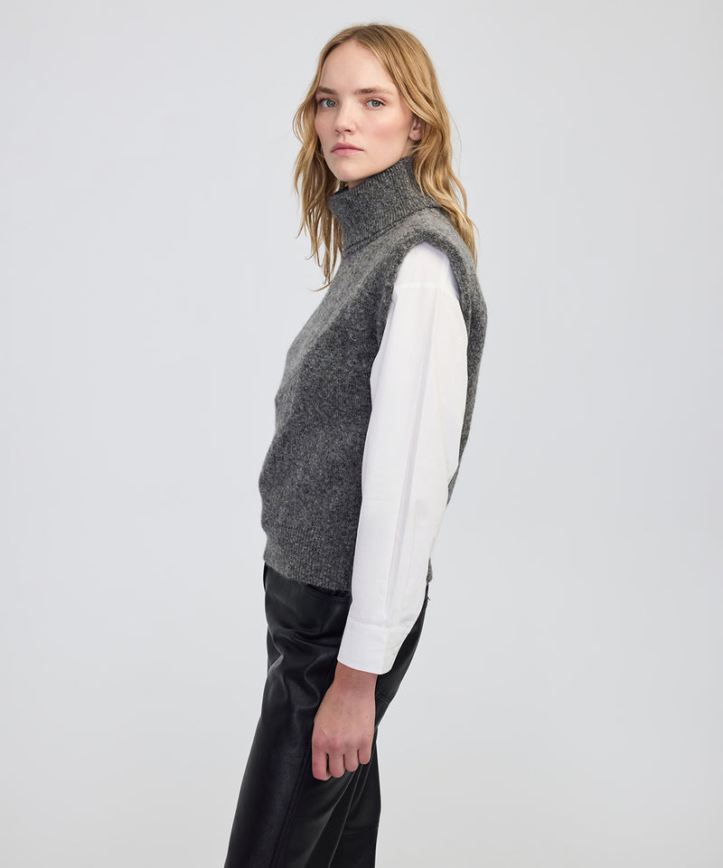 Ipekyol Knit Vest With Shoulder Pads Grey Melange