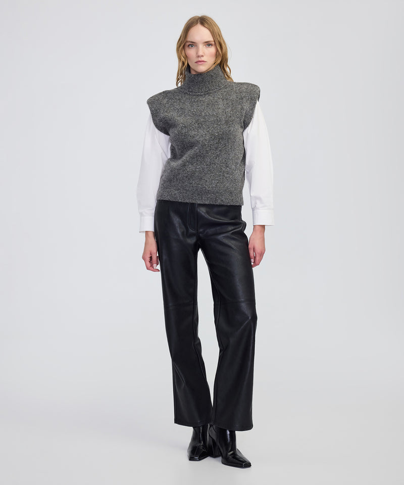 Ipekyol Knit Vest With Shoulder Pads Grey Melange