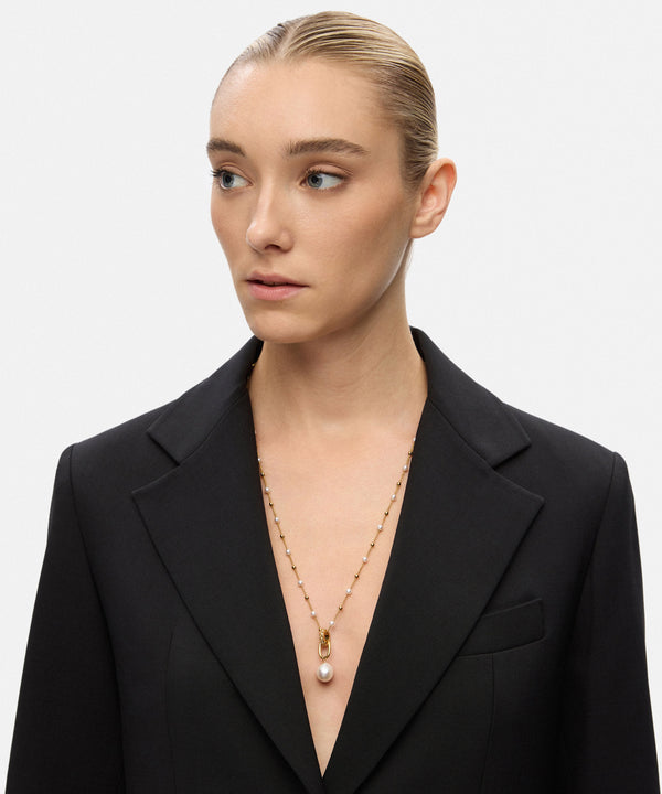 Ipekyol Stainless Steel Necklace With Faux Pearls Gold