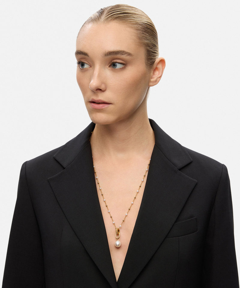 Ipekyol Stainless Steel Necklace With Faux Pearls Gold