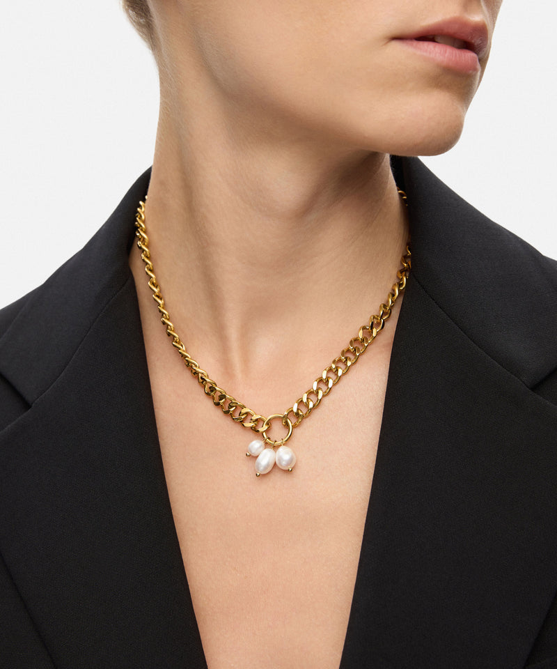 Ipekyol Faux Pearl Chain Necklace Gold