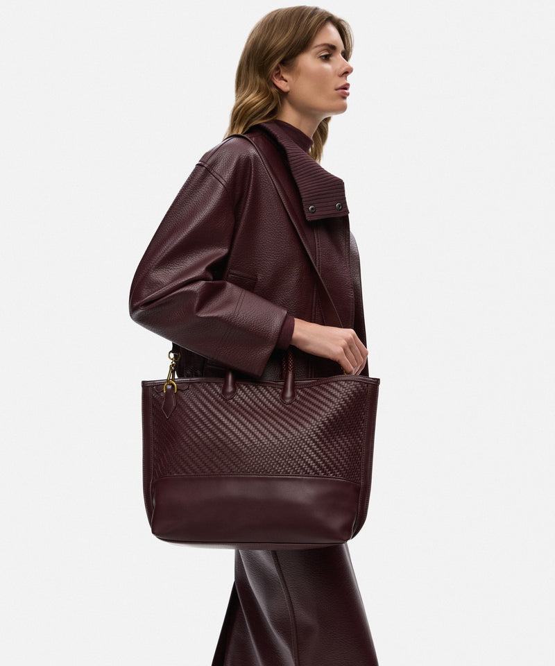 Ipekyol Intrecciato Tote Bag Dark Purple