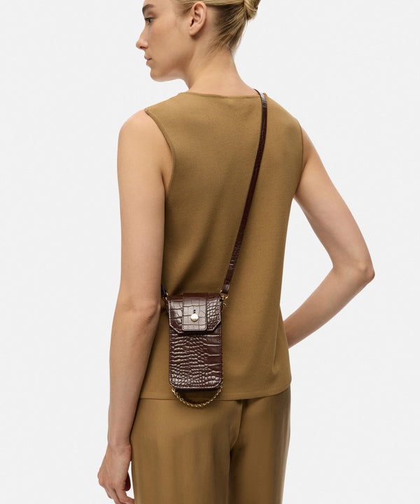 Ipekyol Croc-Effect Double Handle Bag Brown