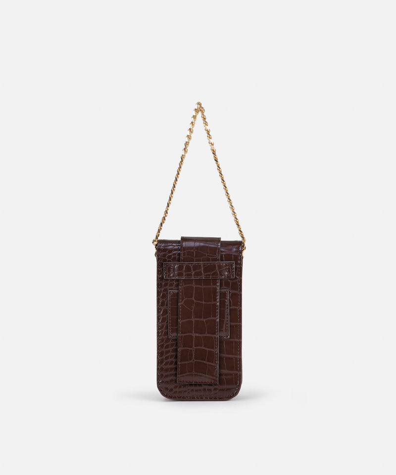 Ipekyol Croc-Effect Double Handle Bag Brown