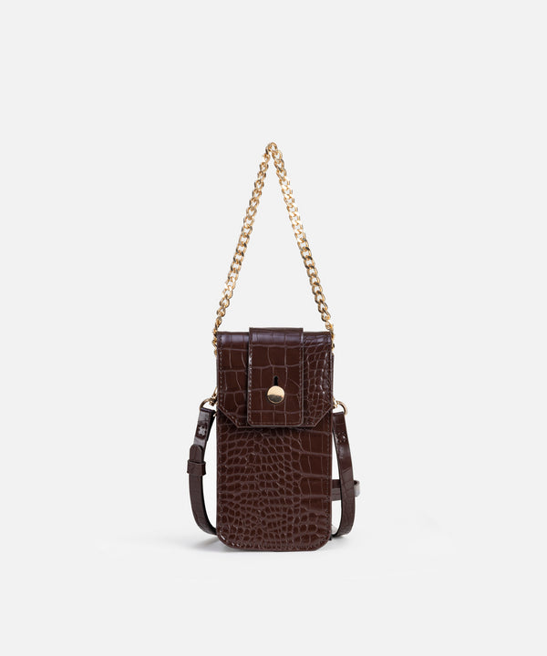 Ipekyol Croc-Effect Double Handle Bag Brown