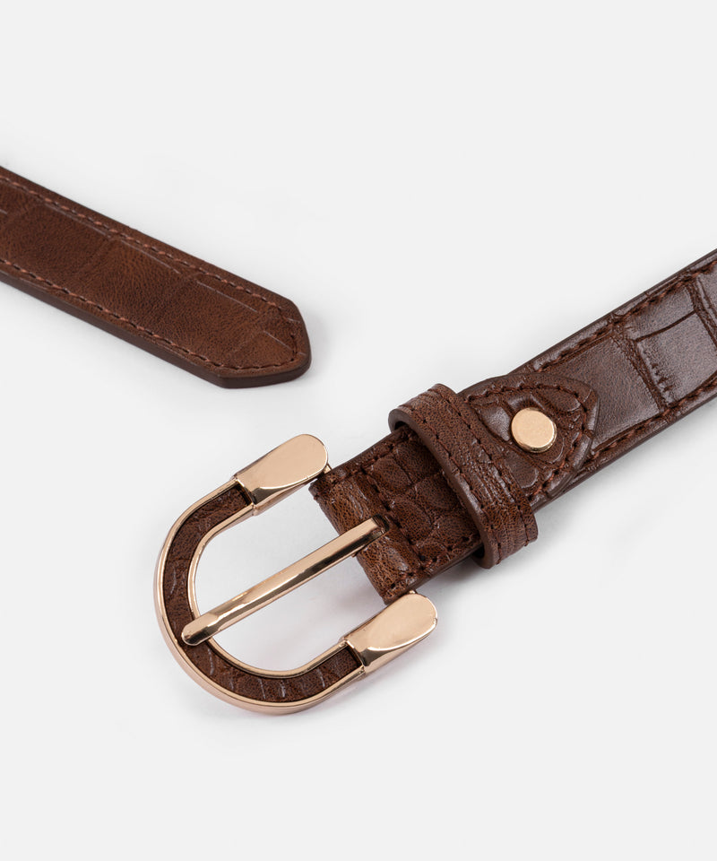 Ipekyol Textured Leather-Effect Belt Brown