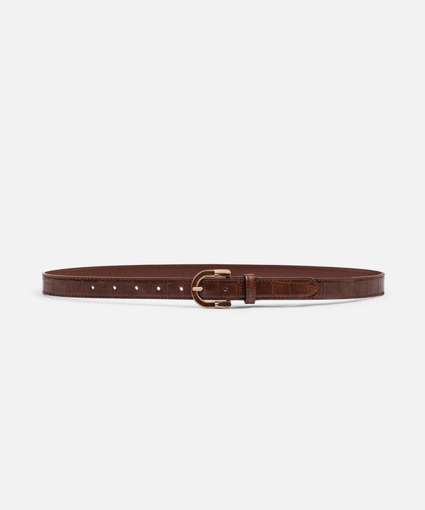 Ipekyol Textured Leather-Effect Belt Brown