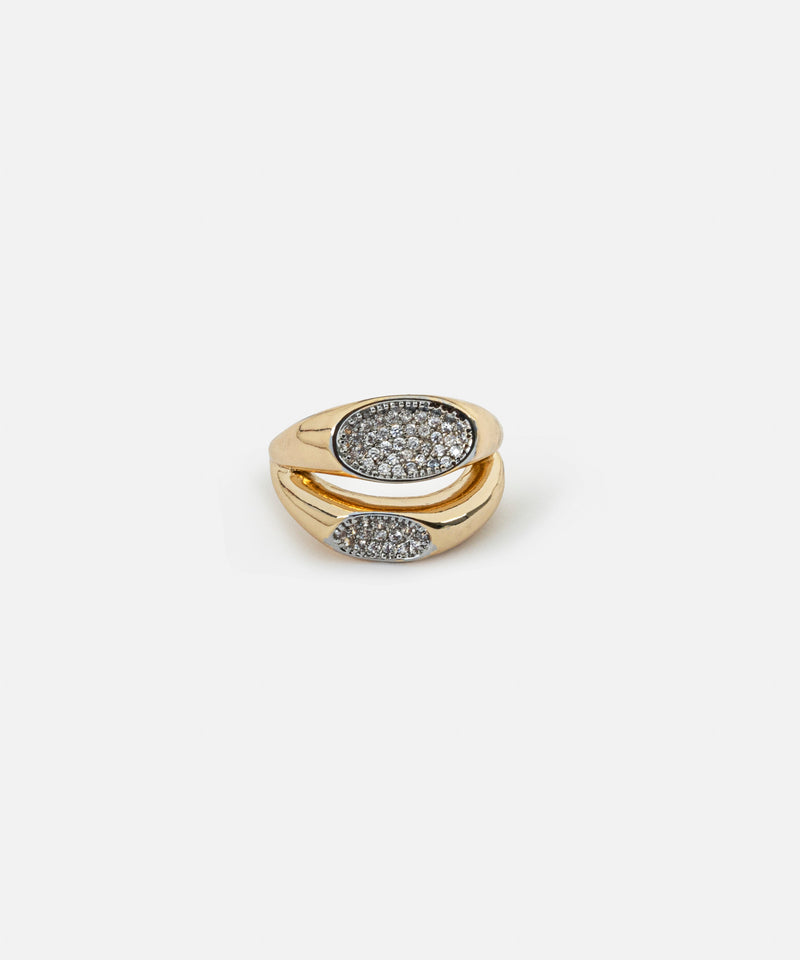 Ipekyol Two-Piece Ring With Rhinestones Gold