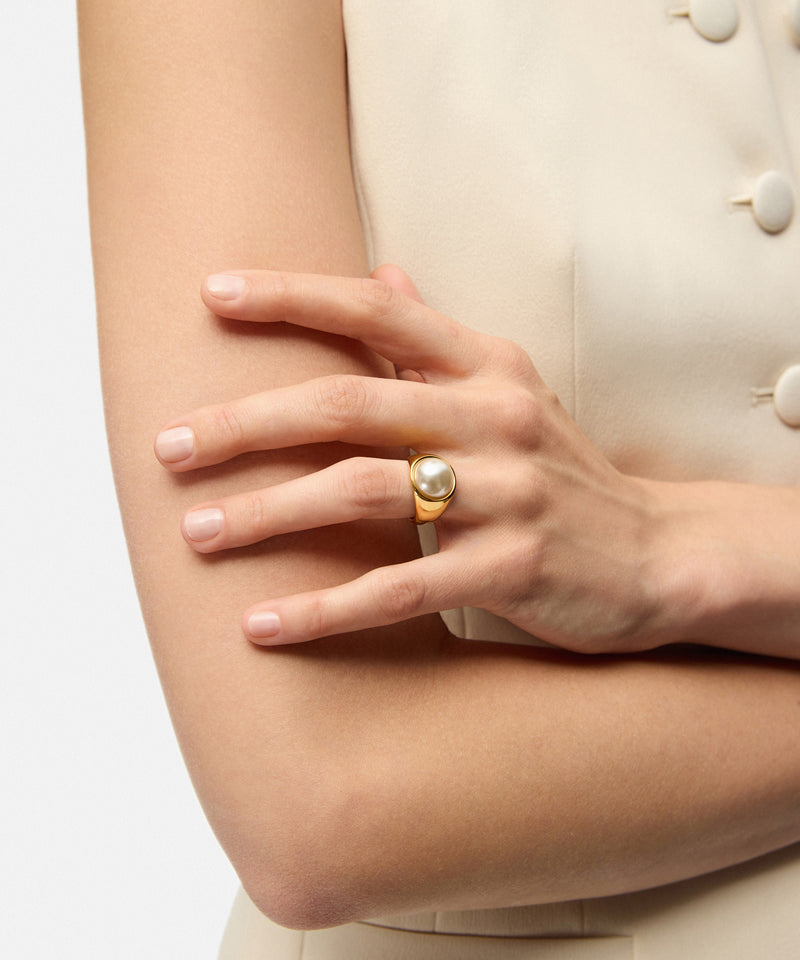 Ipekyol Pack Of Three Faux Pearl Rings Gold