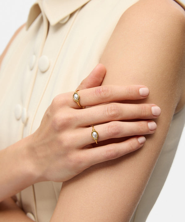 Ipekyol Pack Of Three Faux Pearl Rings Gold