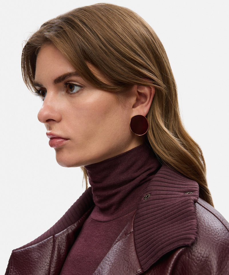 Ipekyol Enamel Earrings Bordoux