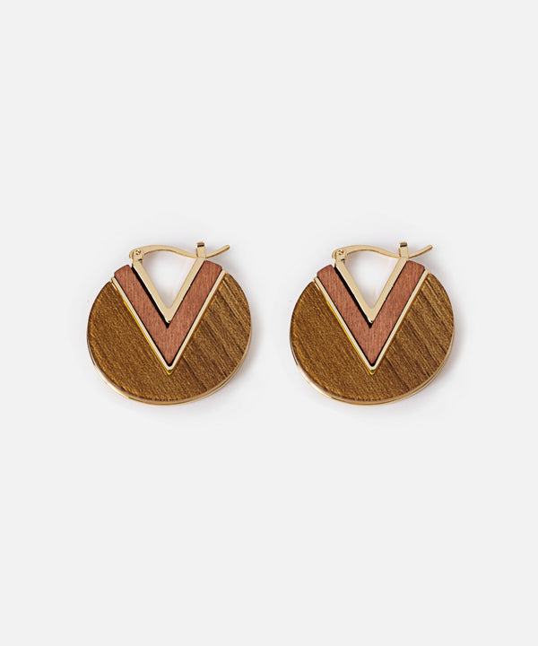 Ipekyol Contrast Textured Wood Earrings  Brown