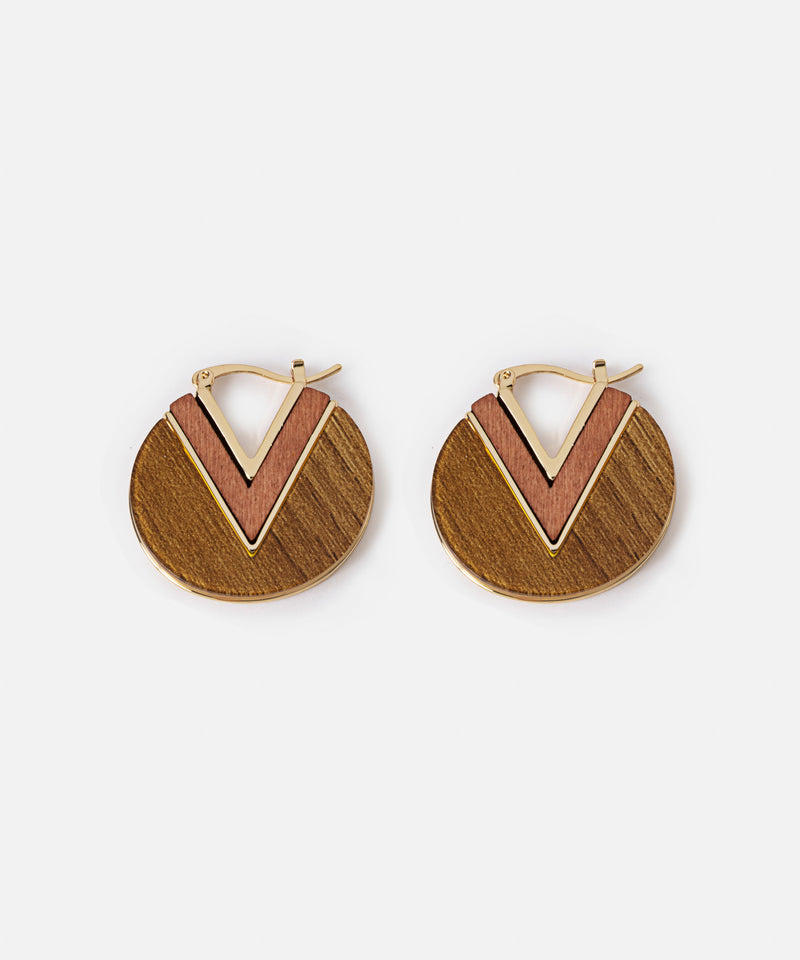 Ipekyol Contrast Textured Wood Earrings  Brown