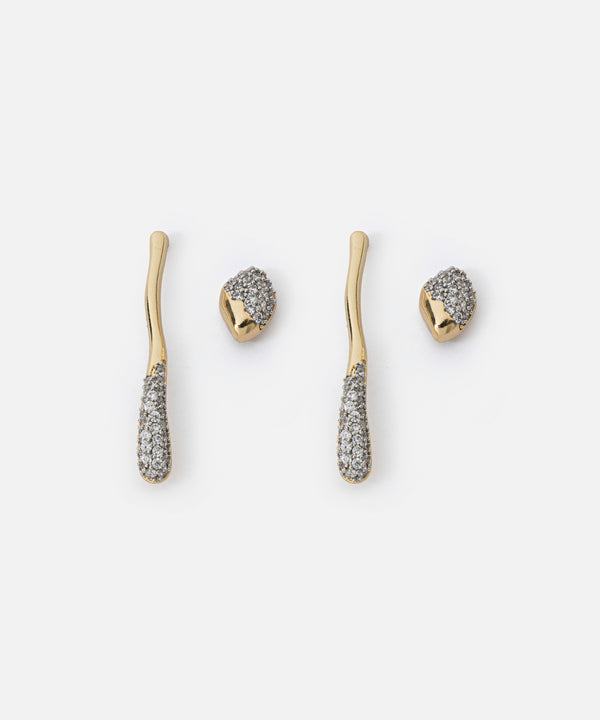 Ipekyol Combined Rhinestone Earrings Set Gold
