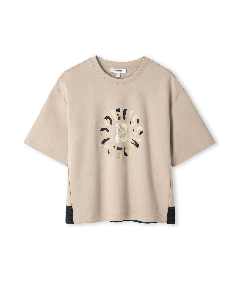 Ipekyol Mixed T-Shirt With Slogan Print Natural