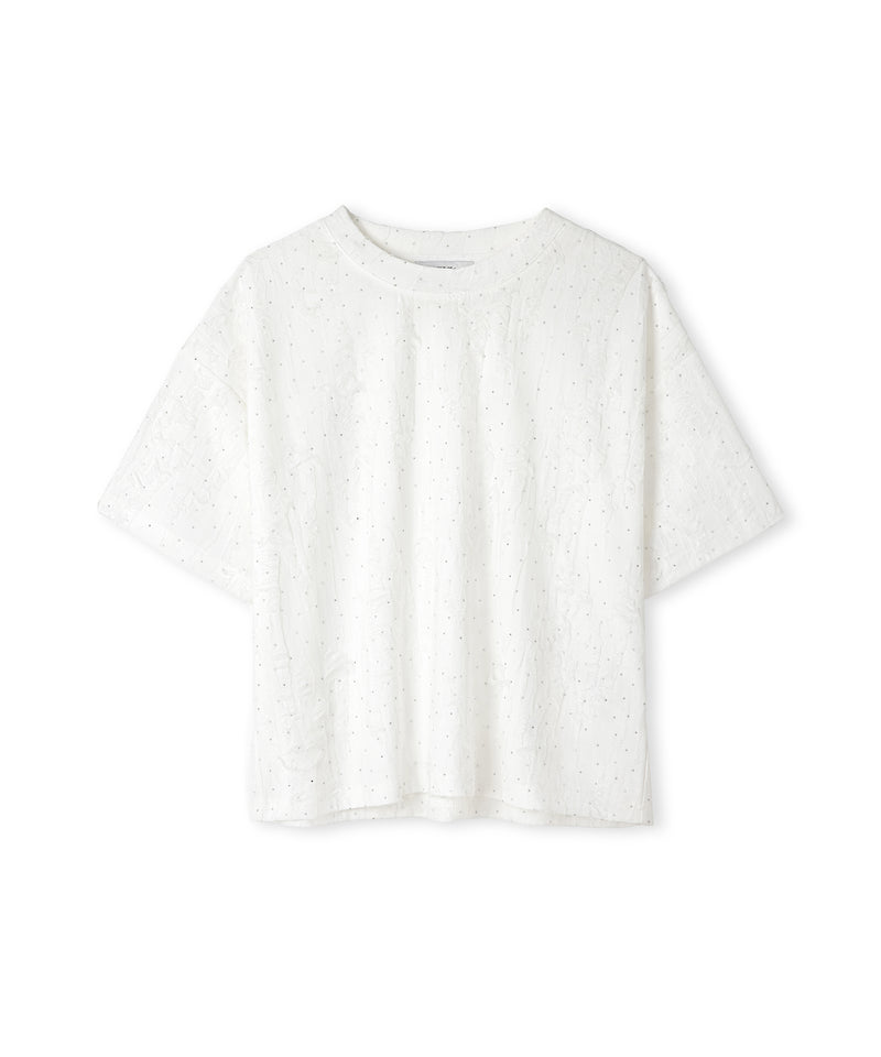 Ipekyol Jacquard T-Shirt With Rhinestones Ecru