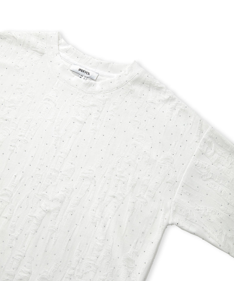 Ipekyol Jacquard T-Shirt With Rhinestones Ecru