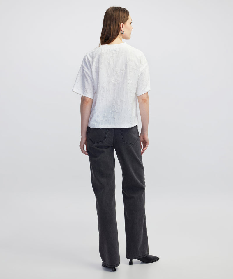 Ipekyol Jacquard T-Shirt With Rhinestones Ecru