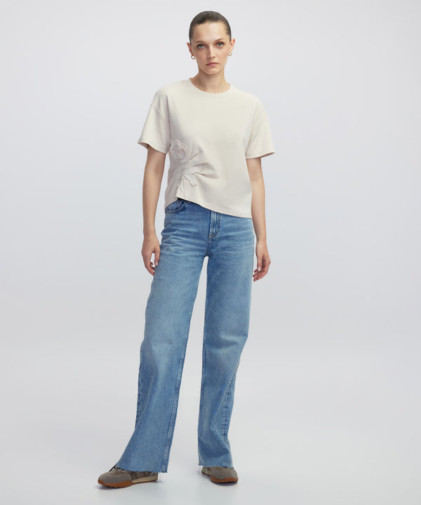 Ipekyol Floral Applique T-Shirt Cream