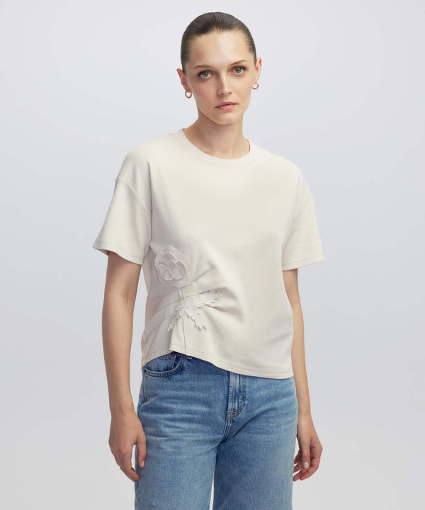 Ipekyol Floral Applique T-Shirt Cream