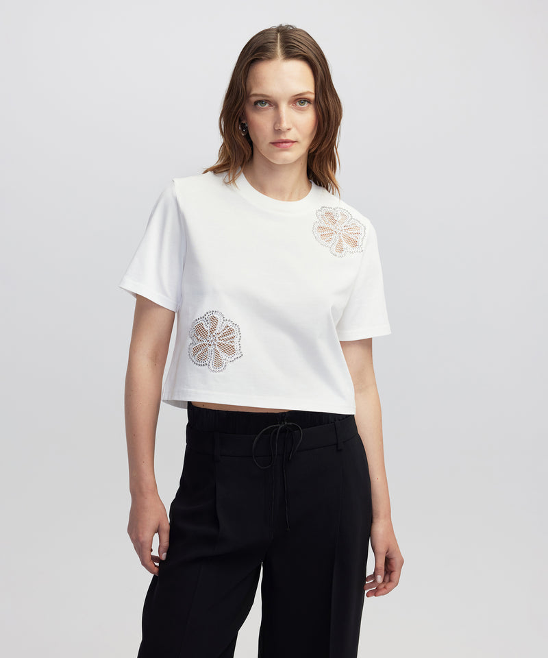 Ipekyol Rhinestone Cutout T-Shirt White