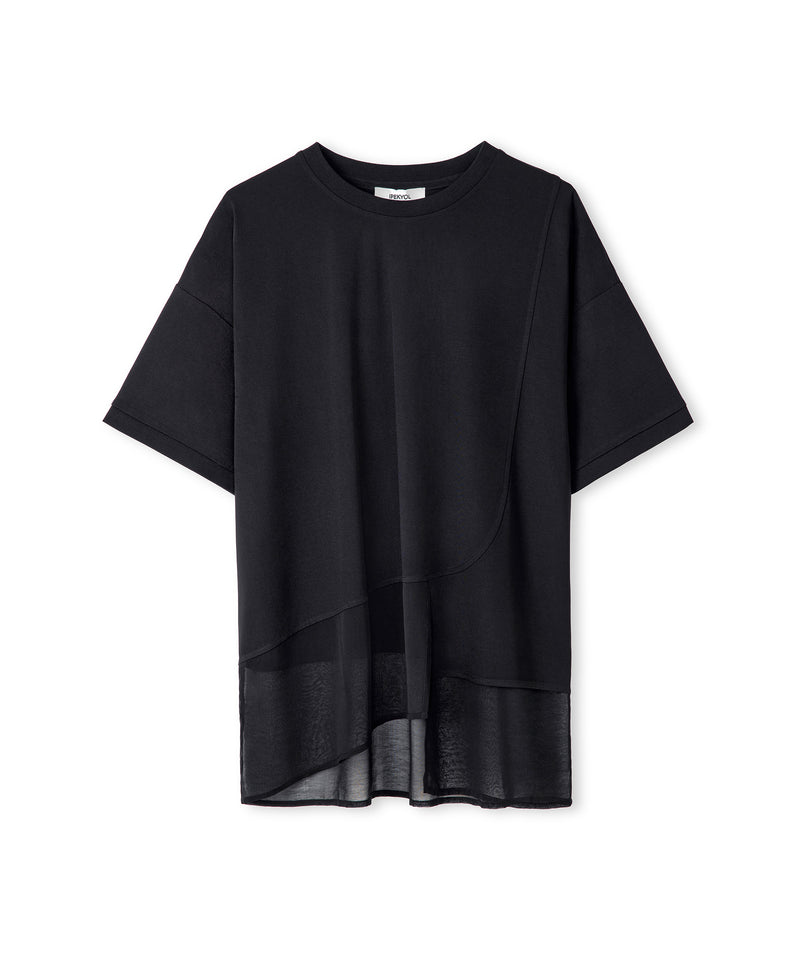 Ipekyol Chiffon Trim Asymmetric T-Shirt Black