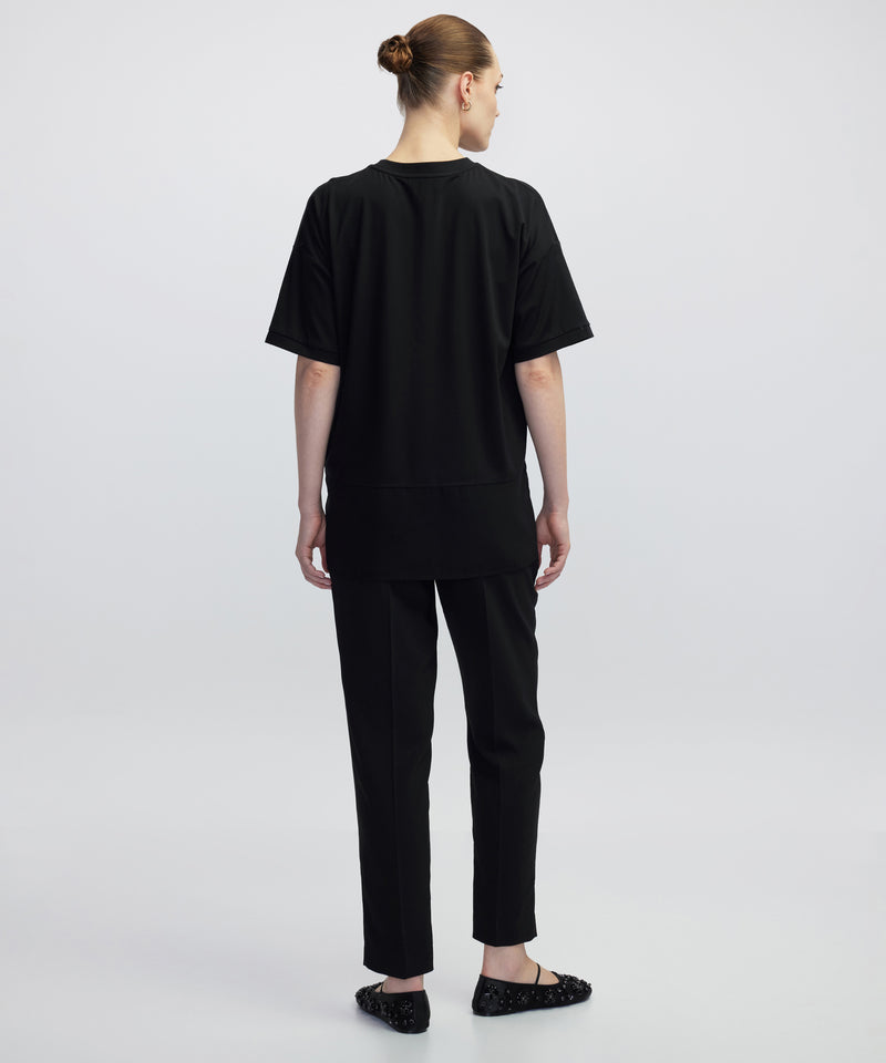Ipekyol Chiffon Trim Asymmetric T-Shirt Black
