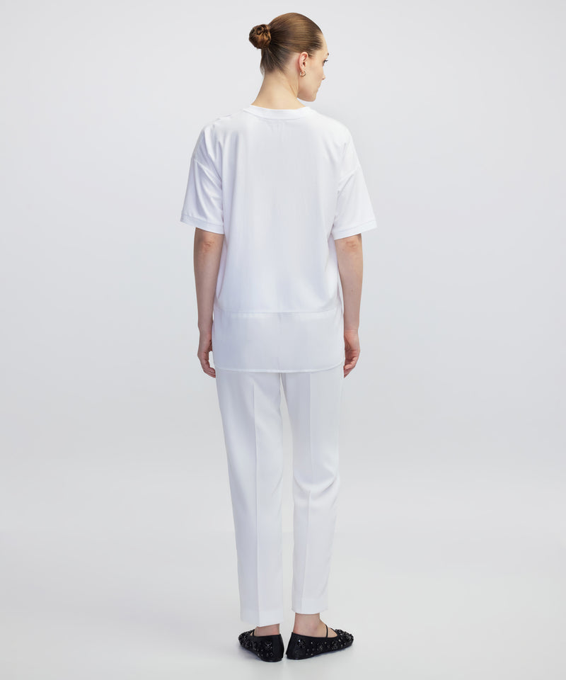 Ipekyol Chiffon Trim Asymmetric T-Shirt White