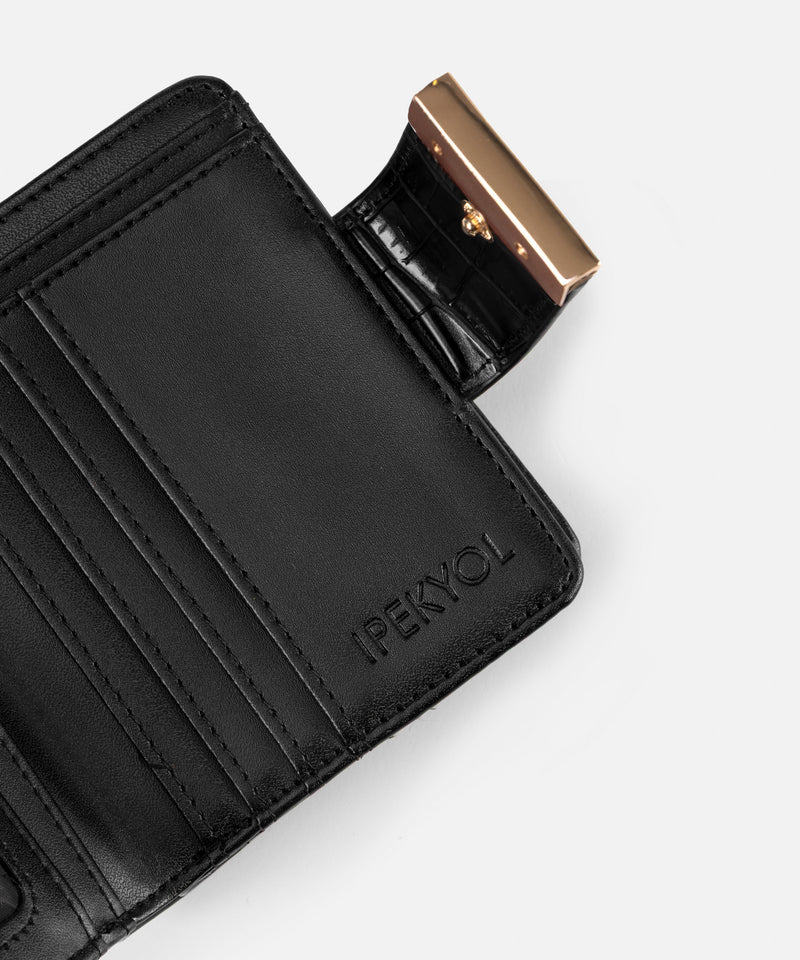 Ipekyol Croc-Effect Wallet Black