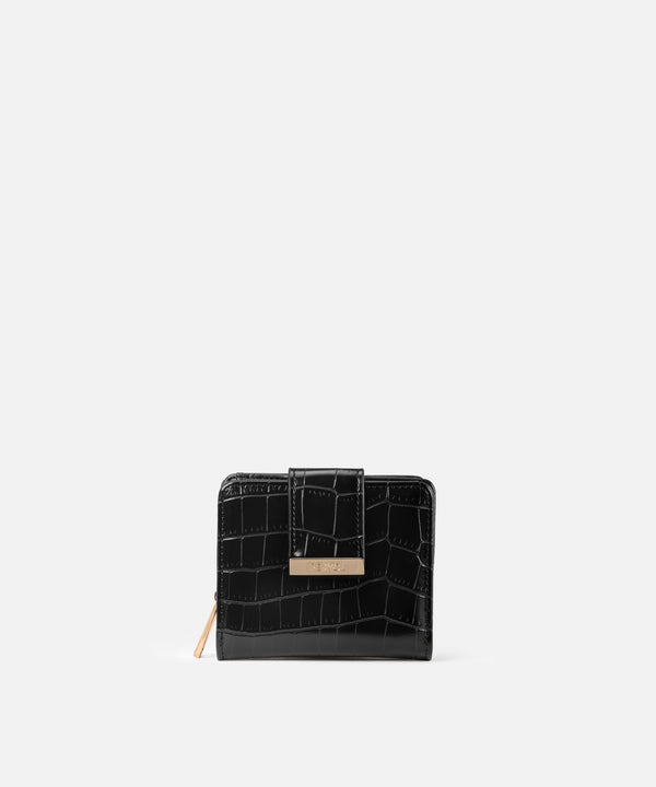 Ipekyol Croc-Effect Wallet Black