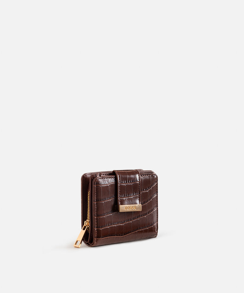 Ipekyol Croc-Effect Wallet Brown