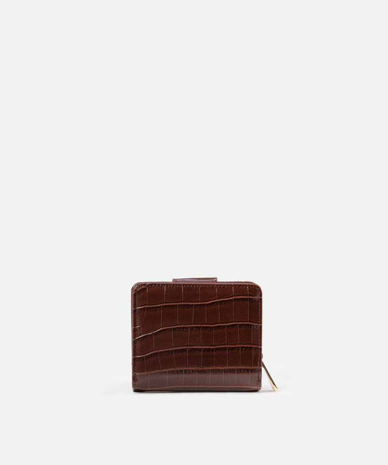Ipekyol Croc-Effect Wallet Brown