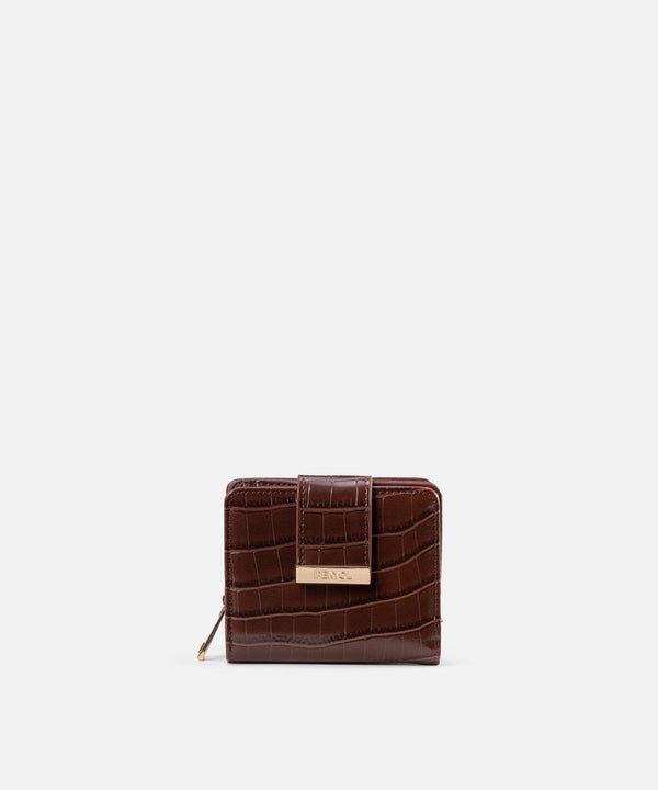 Ipekyol Croc-Effect Wallet Brown