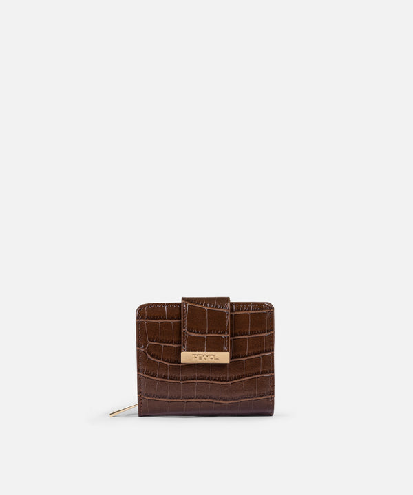 Ipekyol Croc-Effect Wallet Brown