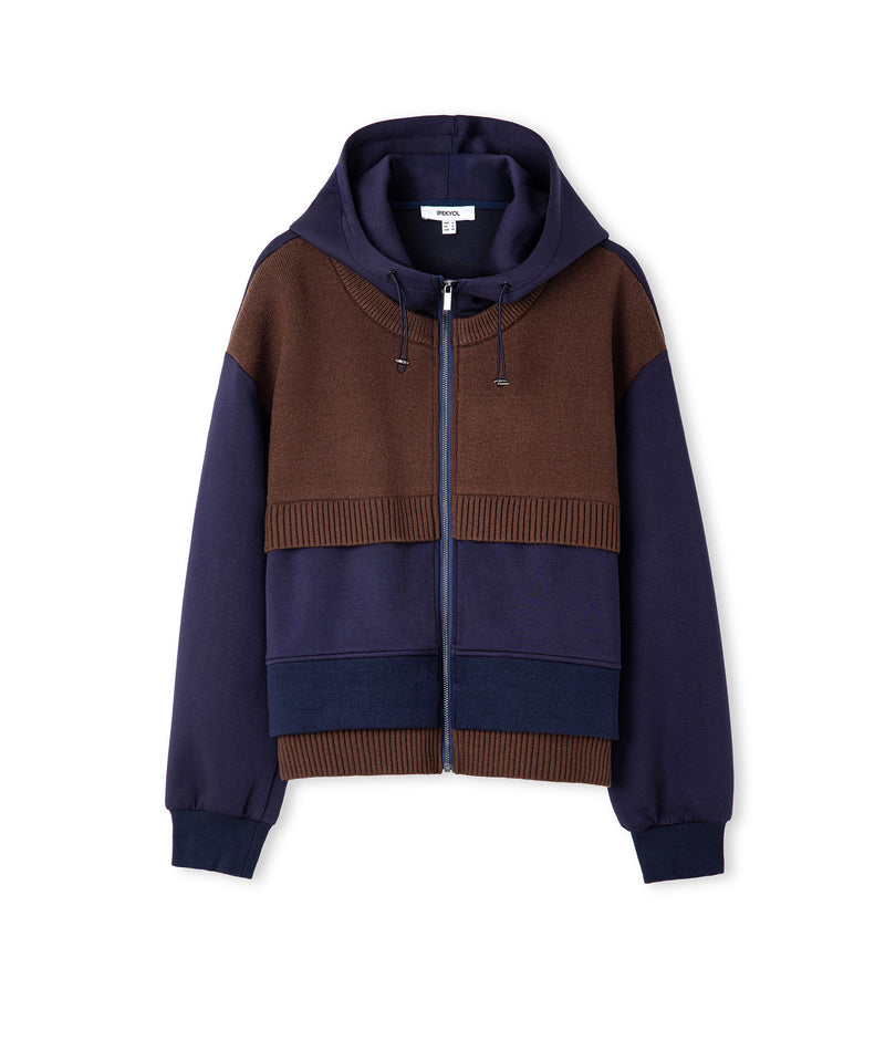 Ipekyol Knitwear Mix Hooded Sweatshirt Navy
