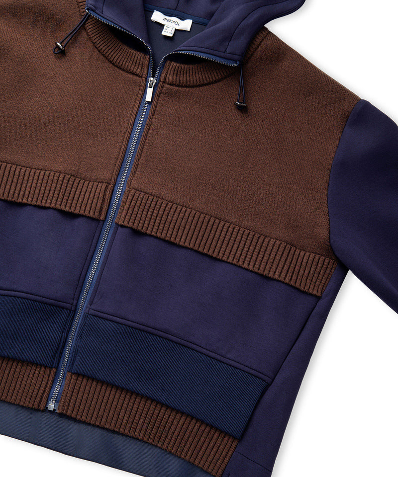 Ipekyol Knitwear Mix Hooded Sweatshirt Navy