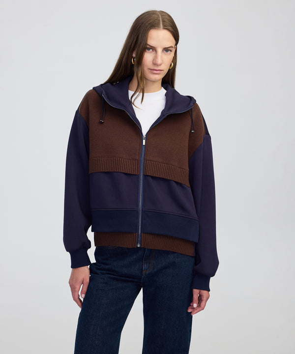 Ipekyol Knitwear Mix Hooded Sweatshirt Navy