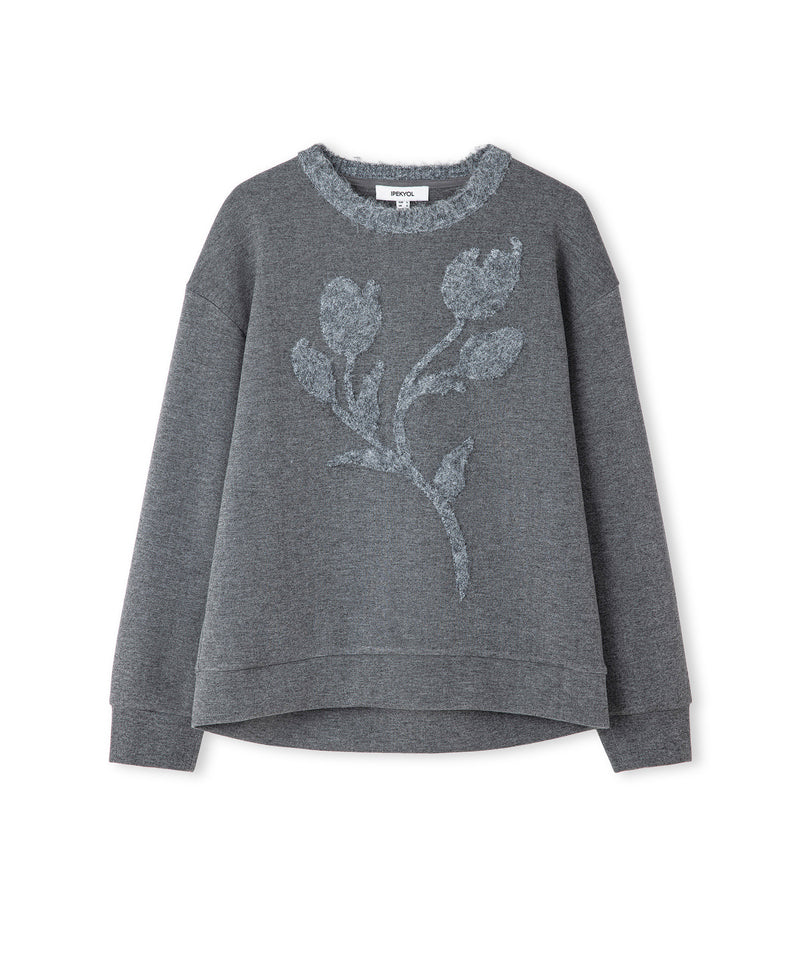 Ipekyol 3D Floral Embellished Sweatshirt Grey Melange