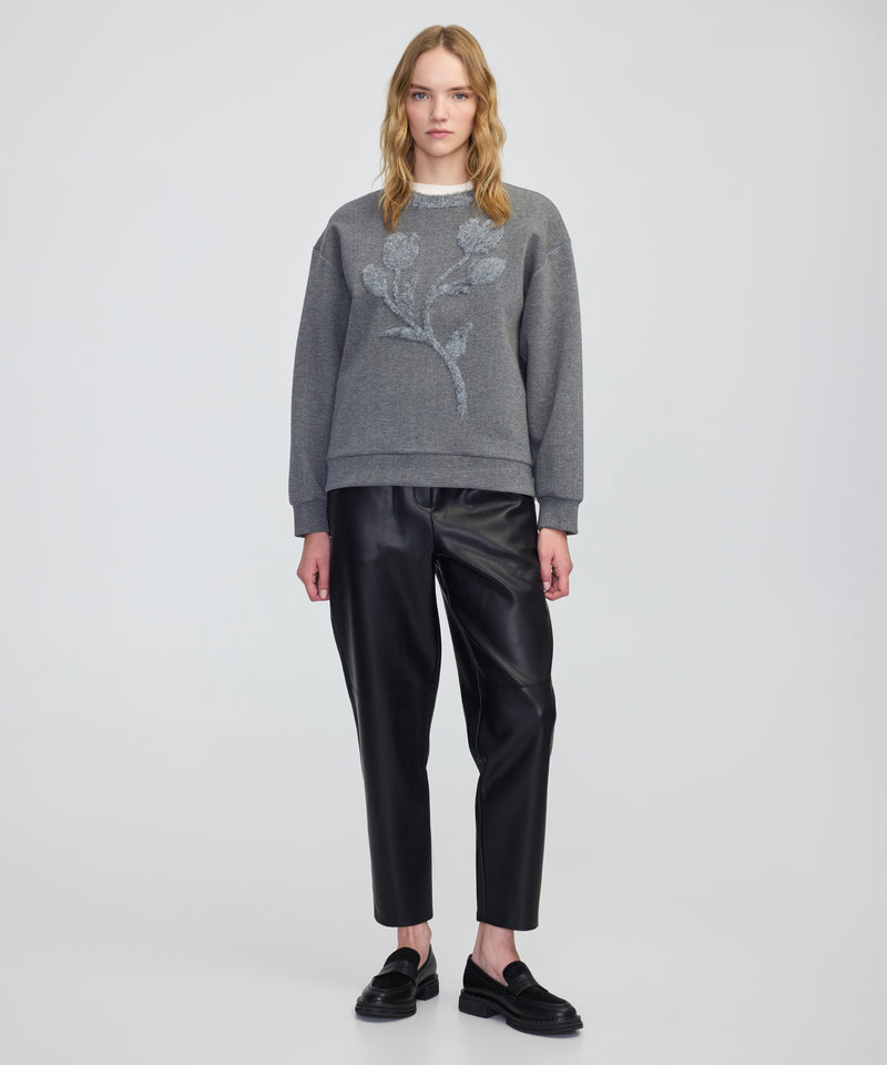 Ipekyol 3D Floral Embellished Sweatshirt Grey Melange