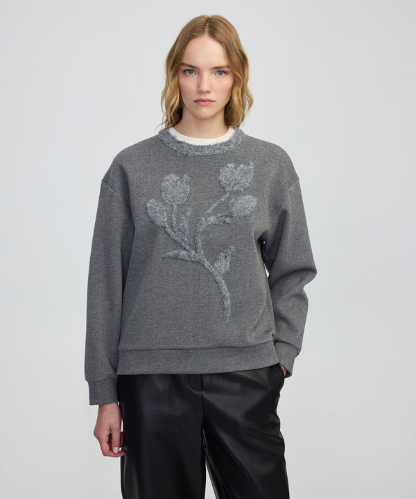 Ipekyol 3D Floral Embellished Sweatshirt Grey Melange