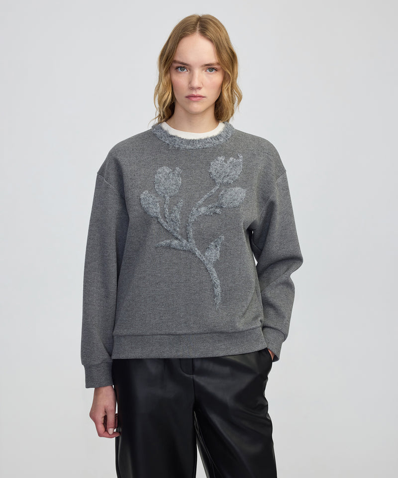 Ipekyol 3D Floral Embellished Sweatshirt Grey Melange