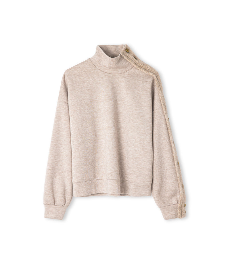 Ipekyol Knitwear Mix Stand-Up Collar Sweatshirt Beige Melange