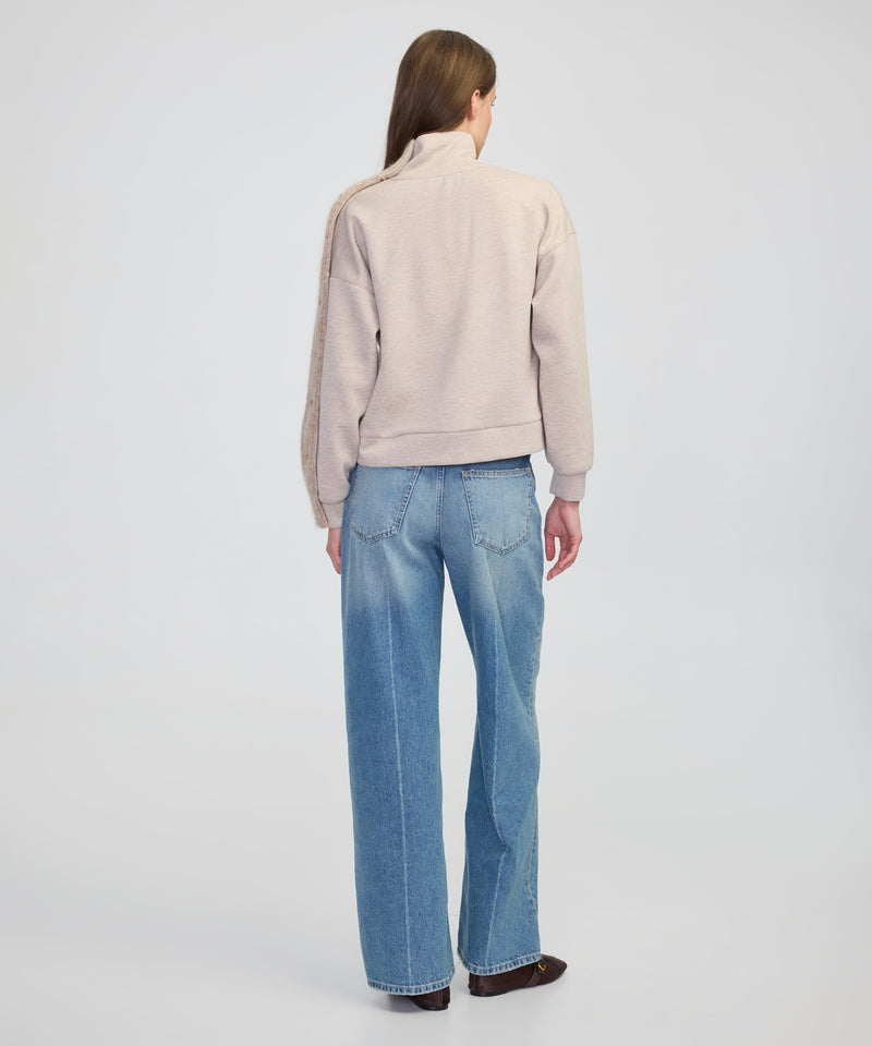 Ipekyol Knitwear Mix Stand-Up Collar Sweatshirt Beige Melange